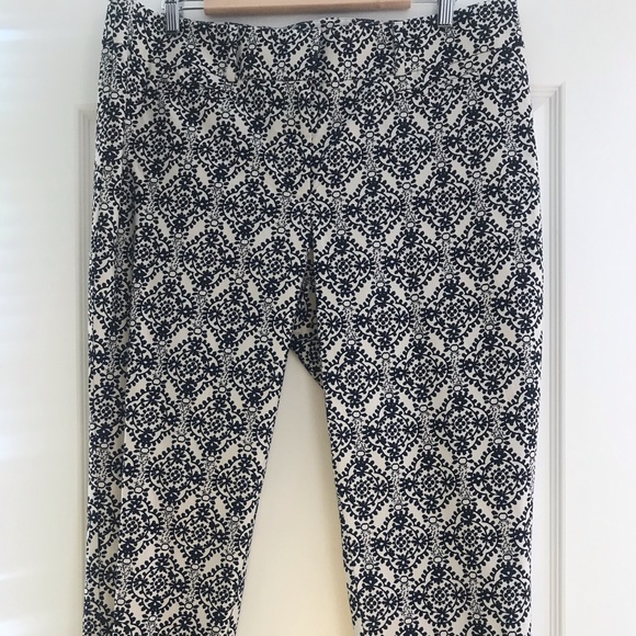LOFT Pants - LOFT Julie Black & Cream Patterned Pants